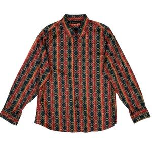Platini Multicolor Geometric Print Button Up Shirt Long Sleeve XL Western Men’s